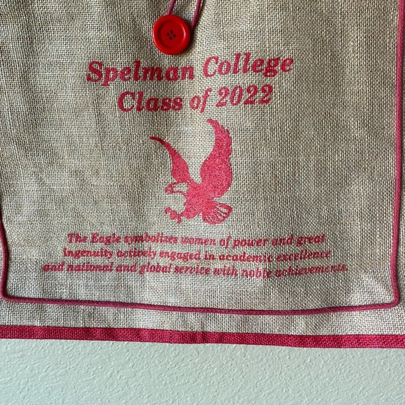 Spelman College Class of 2022 Burlap Shoulder Tote Eco Friendly Shopping Bag - Picture 7 of 14